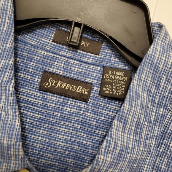 St. JOHN'S BAY BLUE Button Front S/S shirt size xlarge - Picture 2 of 4